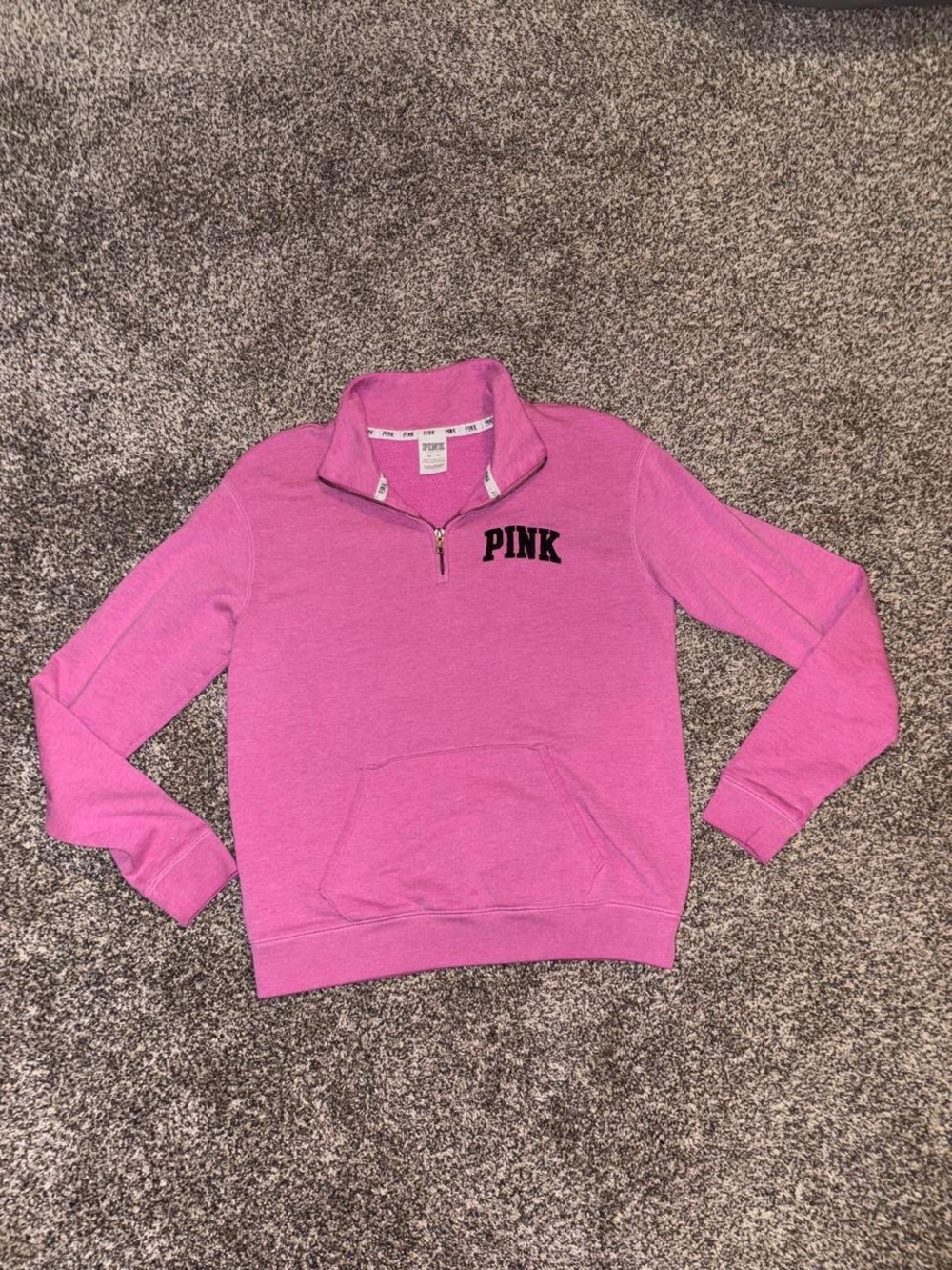 Y2K Pink Victoria's Secret embroidered quarter zip sweatshirt